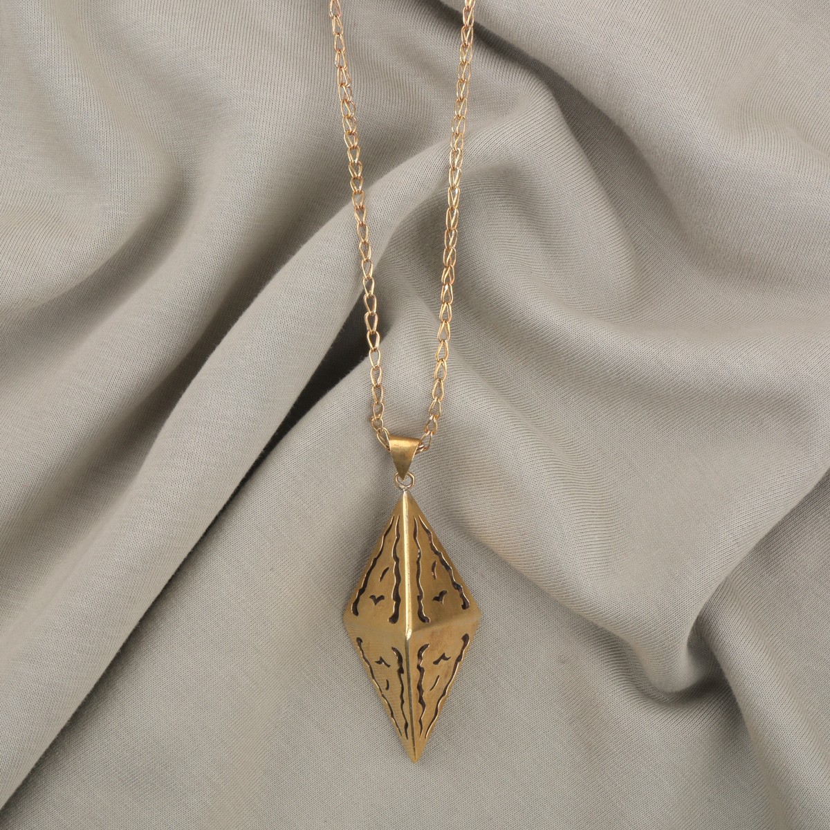 Gold-Plated Drop Necklace | Golden Marquise Pendant 1