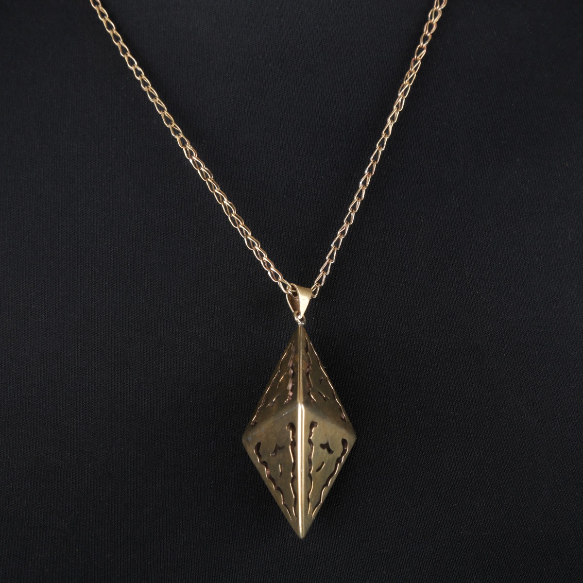 Gold-Plated Drop Necklace | Golden Marquise Pendant 2