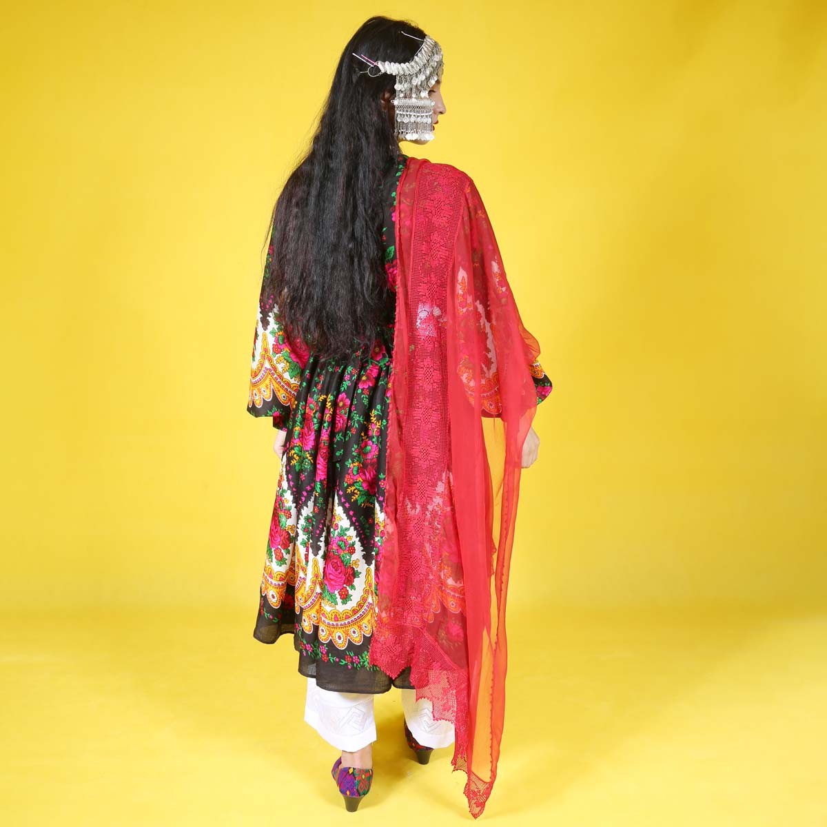 Handmade Afghan Dress with Trousers | Vibrant Floral Design | Traditional Women's Clothing 3