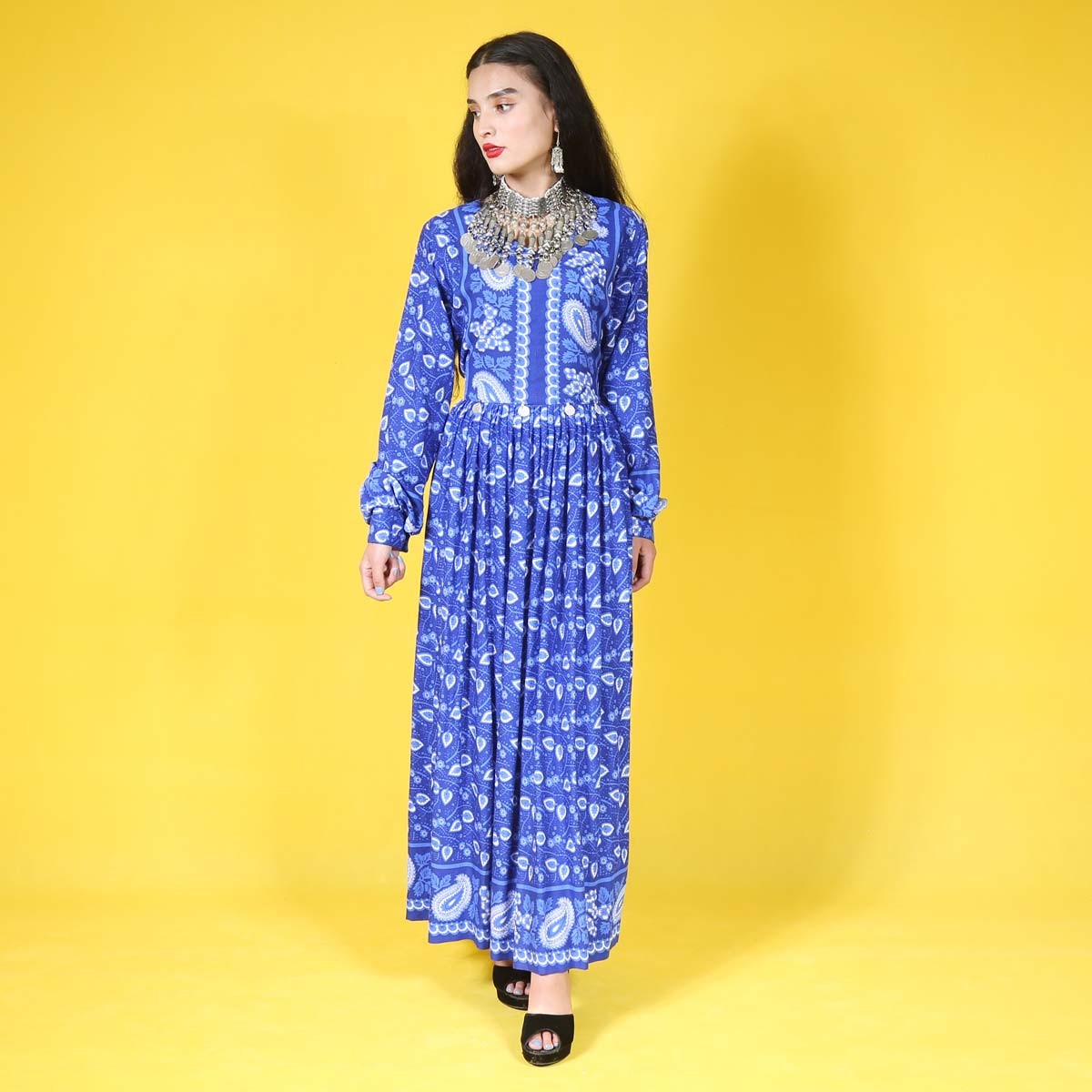 Blue Handmade Afghan Long Dress 2