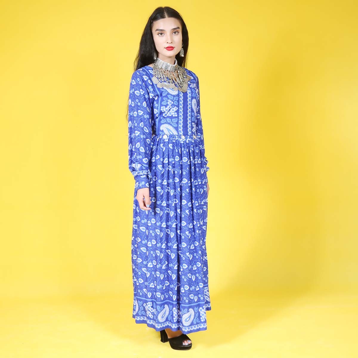 Blue Handmade Afghan Long Dress 3