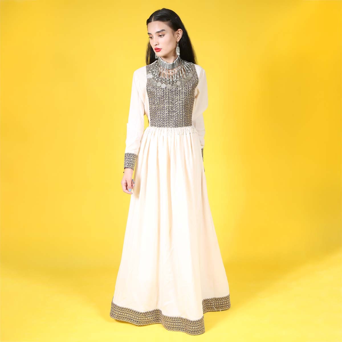 Women Party Dress Cream Color 1