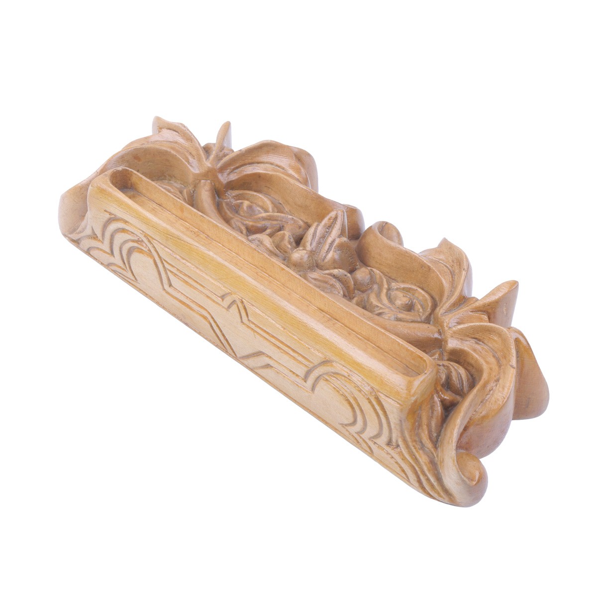 Cedar Floral Carved Photo Stand | Rectangle Wooden Stand 4