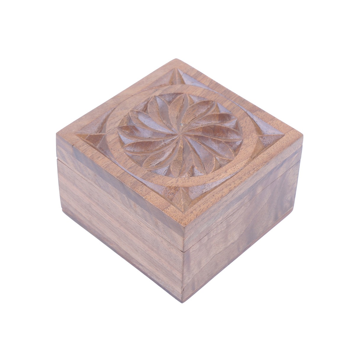 Walnut Wooden Mini Gift Box | Square Engraved Jewel Box 1