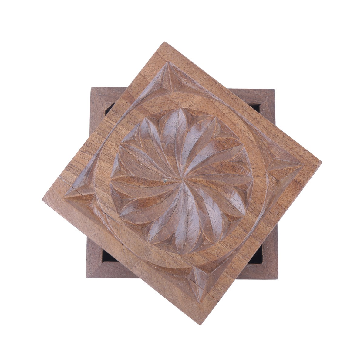 Walnut Wooden Mini Gift Box | Square Engraved Jewel Box 2