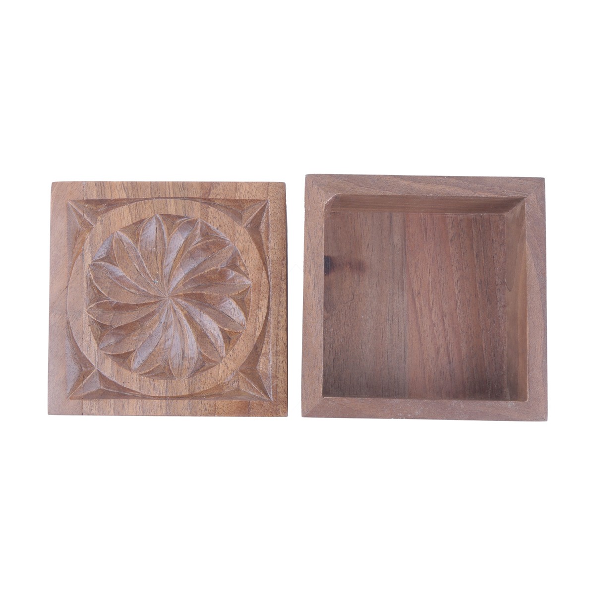 Walnut Wooden Mini Gift Box | Square Engraved Jewel Box 3