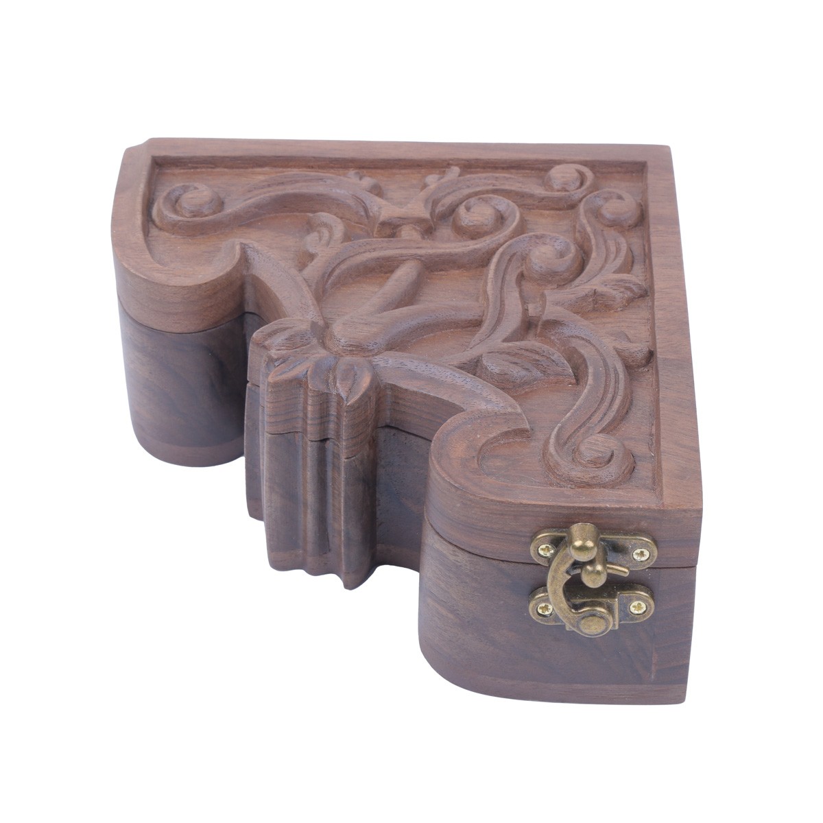 Walnut Engraved Jewel Box | Triangle Carved Gift Box 1