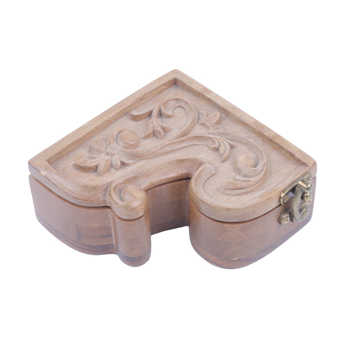 Walnut Engraved Mini Jewel Box | Triangle Carved Gift Box 2