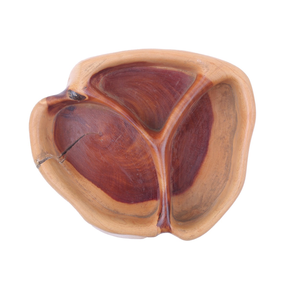 Cedar Three-Portion Dry Fruit Dish | Wooden Mini Candy Dish 3