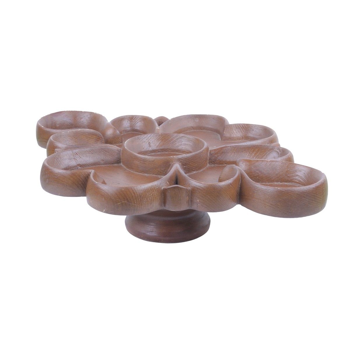 Plane tree Wooden Candy Plate | Flower Design Footed Dry Fruit Dish 1