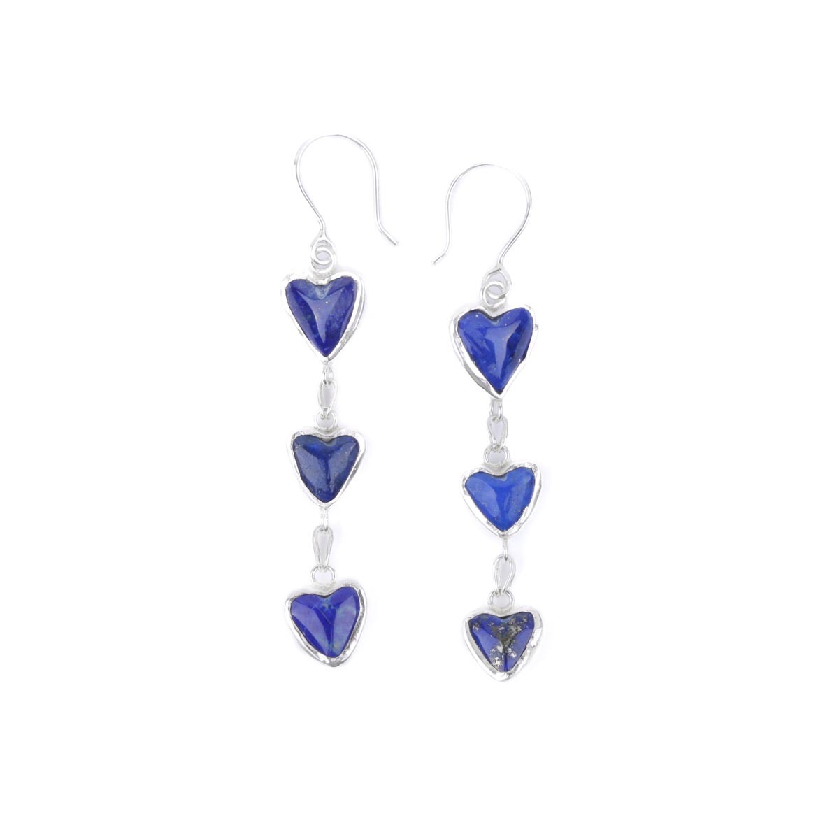 Silver Dangle Earrings| Lapis Heart Design Earrings 2
