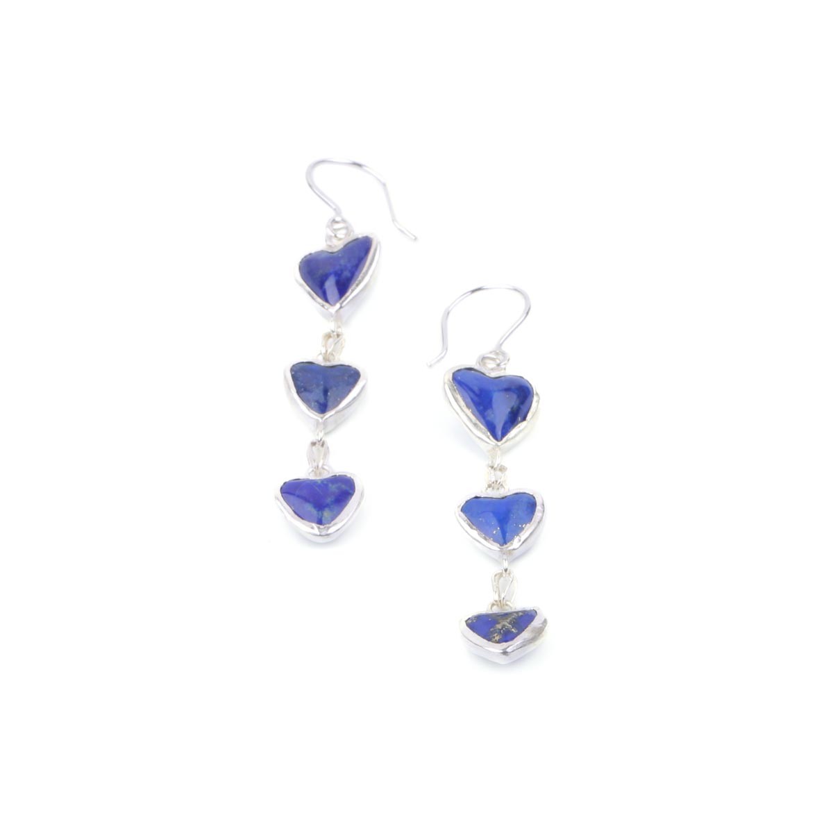 Silver Dangle Earrings| Lapis Heart Design Earrings 3