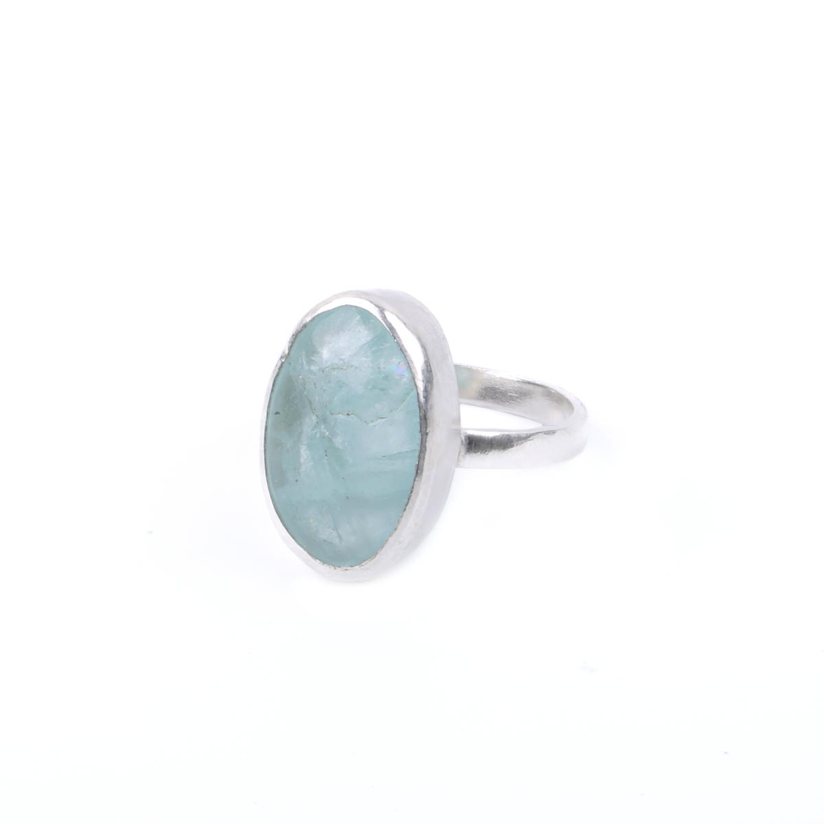 Aquamarine Oval Ring| Silver Bezel Ring 2