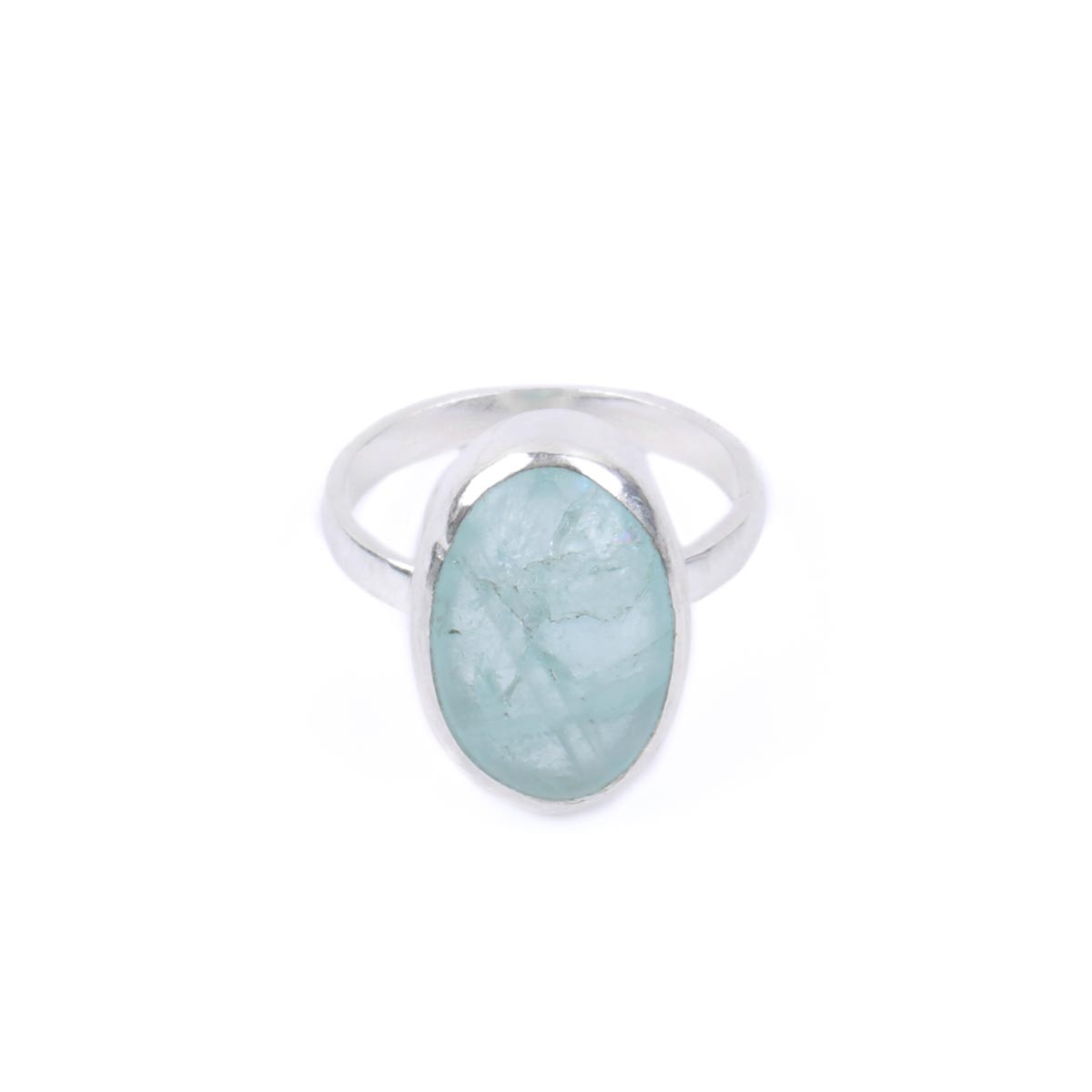 Aquamarine Oval Ring| Silver Bezel Ring 3