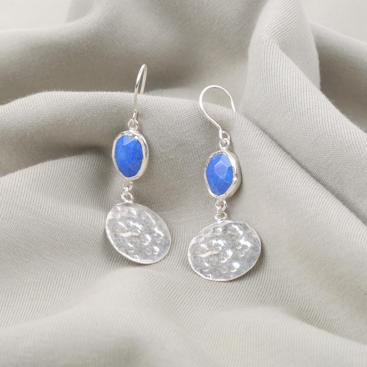 Azure Lapis Earrings| Silver Dangle Earrings 1