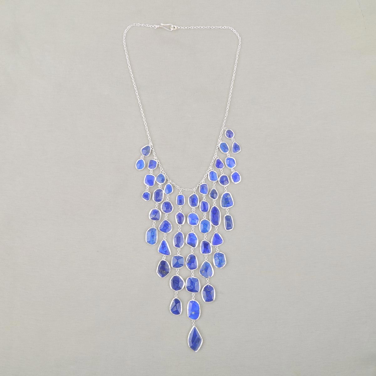 Lapis Chandelier Necklace, Earrings & Bracelet| Silver Jewelry Set 2
