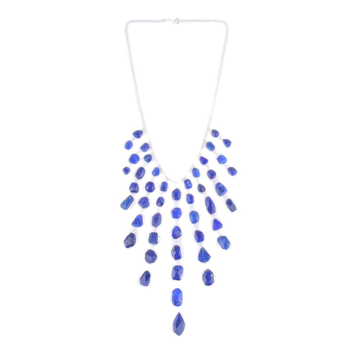 Lapis Chandelier Necklace, Earrings & Bracelet| Silver Jewelry Set 7