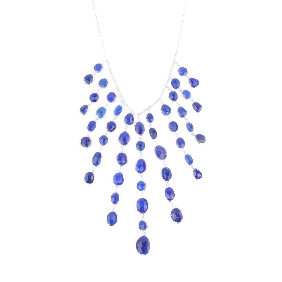 Azure Lapis Chandelier Necklace| Silver Handcrafted Necklace 2