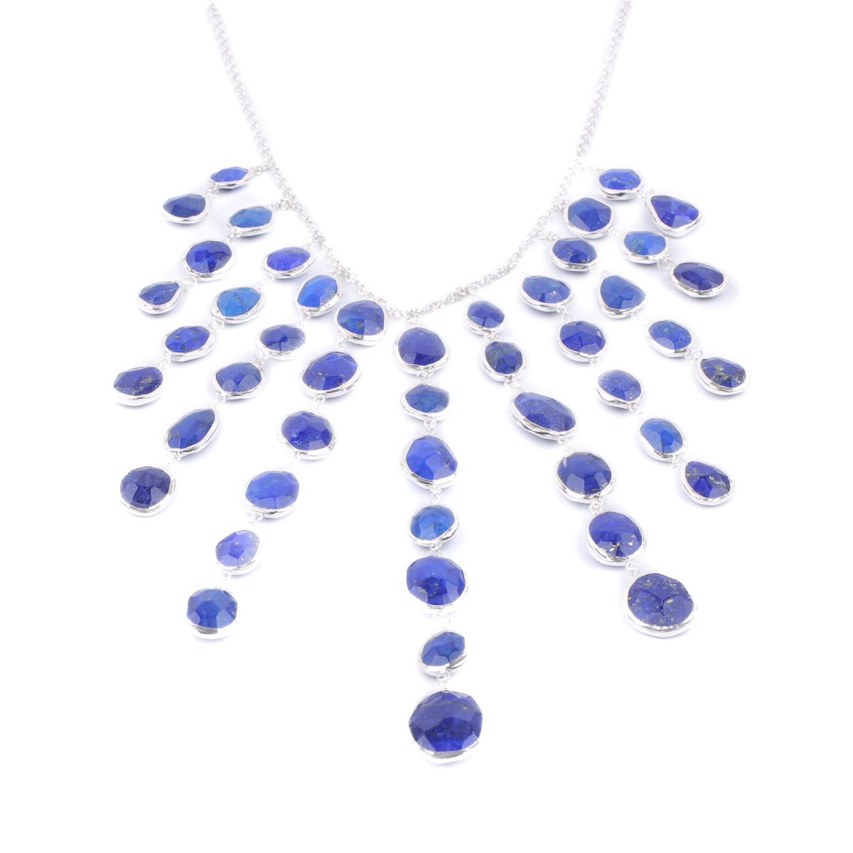 Azure Lapis Chandelier Necklace| Silver Handcrafted Necklace 3