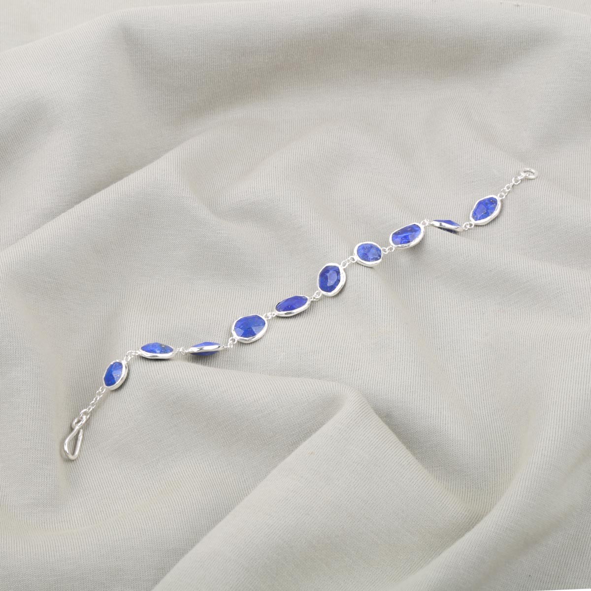 Lapis Station Bracelet| Silver Chain Bracelet 1