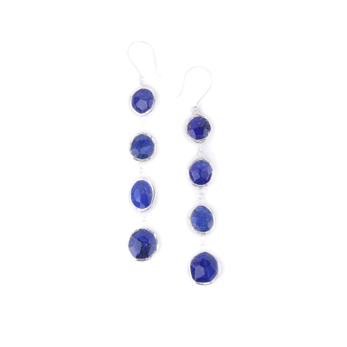 Lapis Shoulder Duster Earrings| Silver Dangle Earrings 2