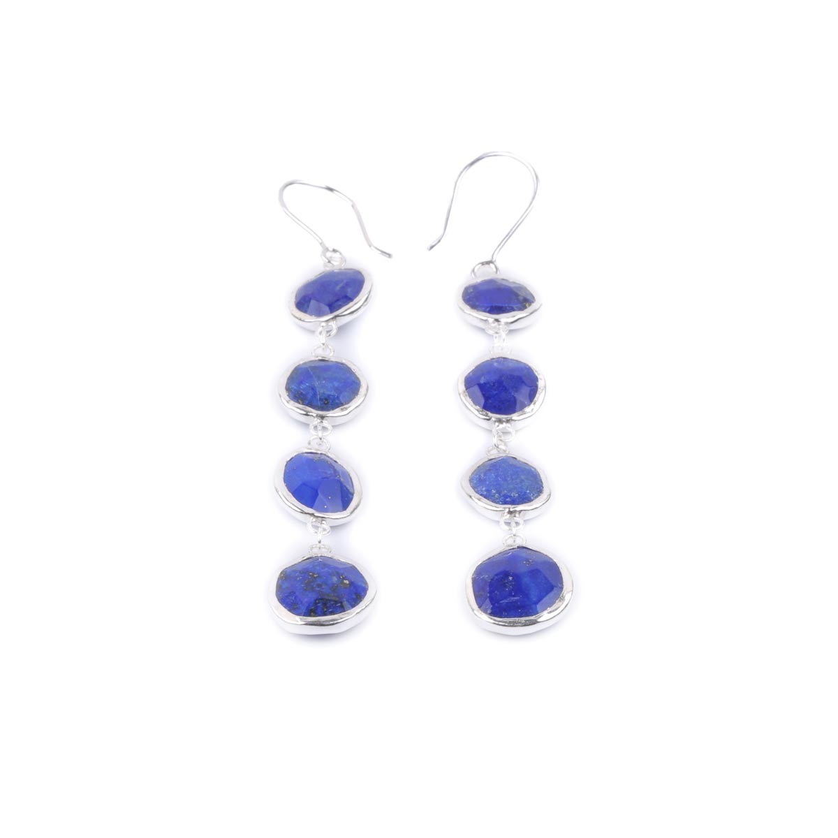 Lapis Shoulder Duster Earrings| Silver Dangle Earrings 3