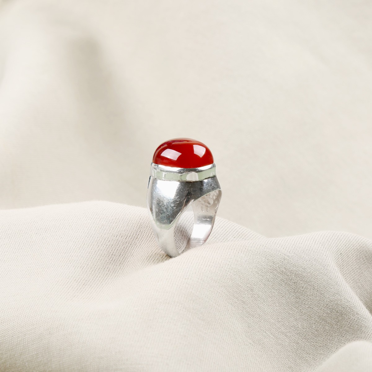 Agate Stone Handmade Ring | Silver Solitaire Engraved Ring 2