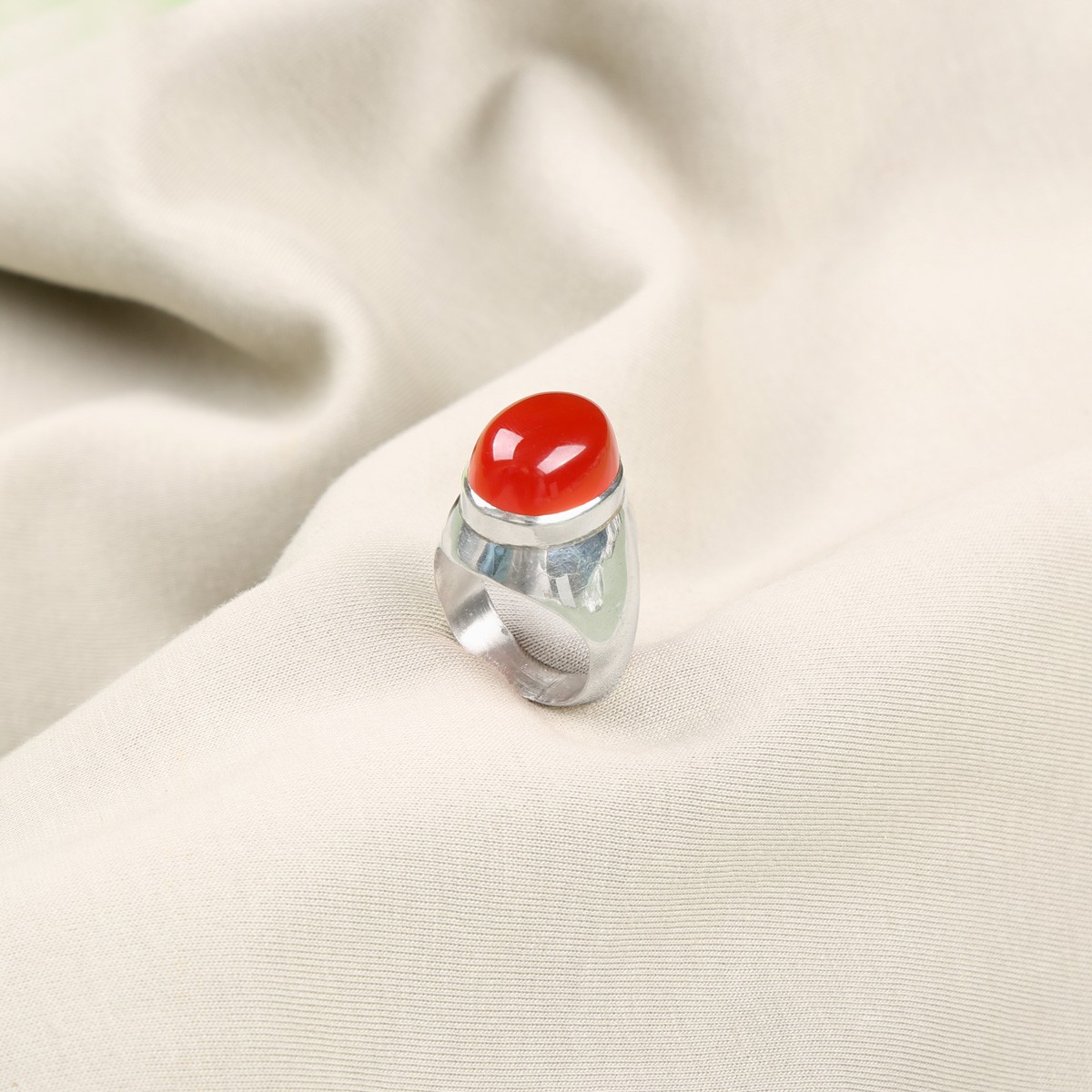 Red Agate Stone Handmade Ring | Silver Solitaire Ring  2