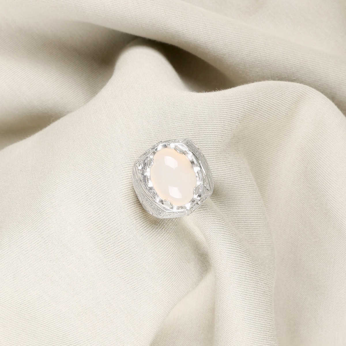 White Agate Stone Handmade Ring | Silver Solitaire Royal Ring  3