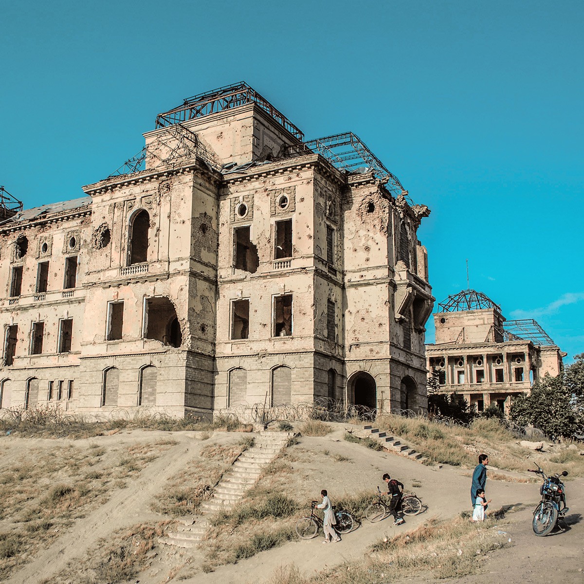 Children Playing Near Darul-aman Castle Photo | Wall-Hanging Landscape Photo 3