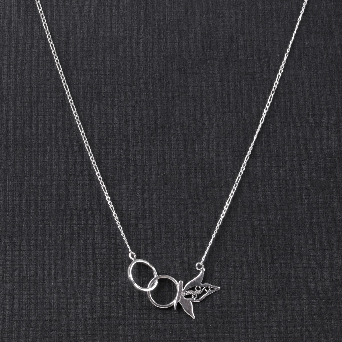 Half Butterfly Design Silver Made Necklace 1