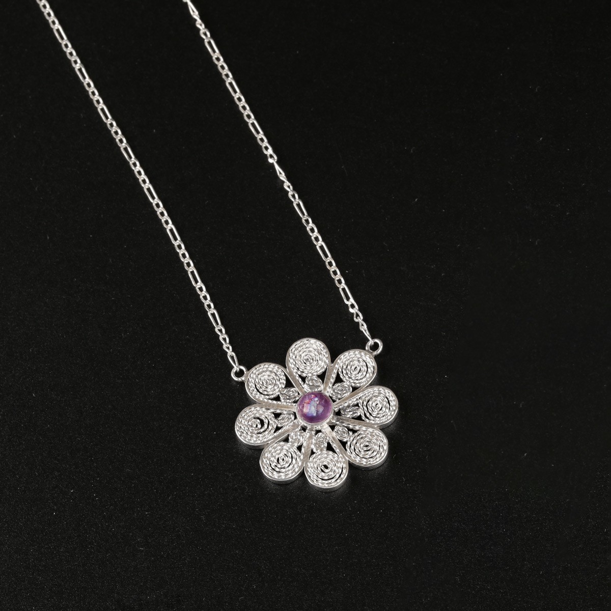 Flower Design Necklace| Florid Egg-plant Necklace 1