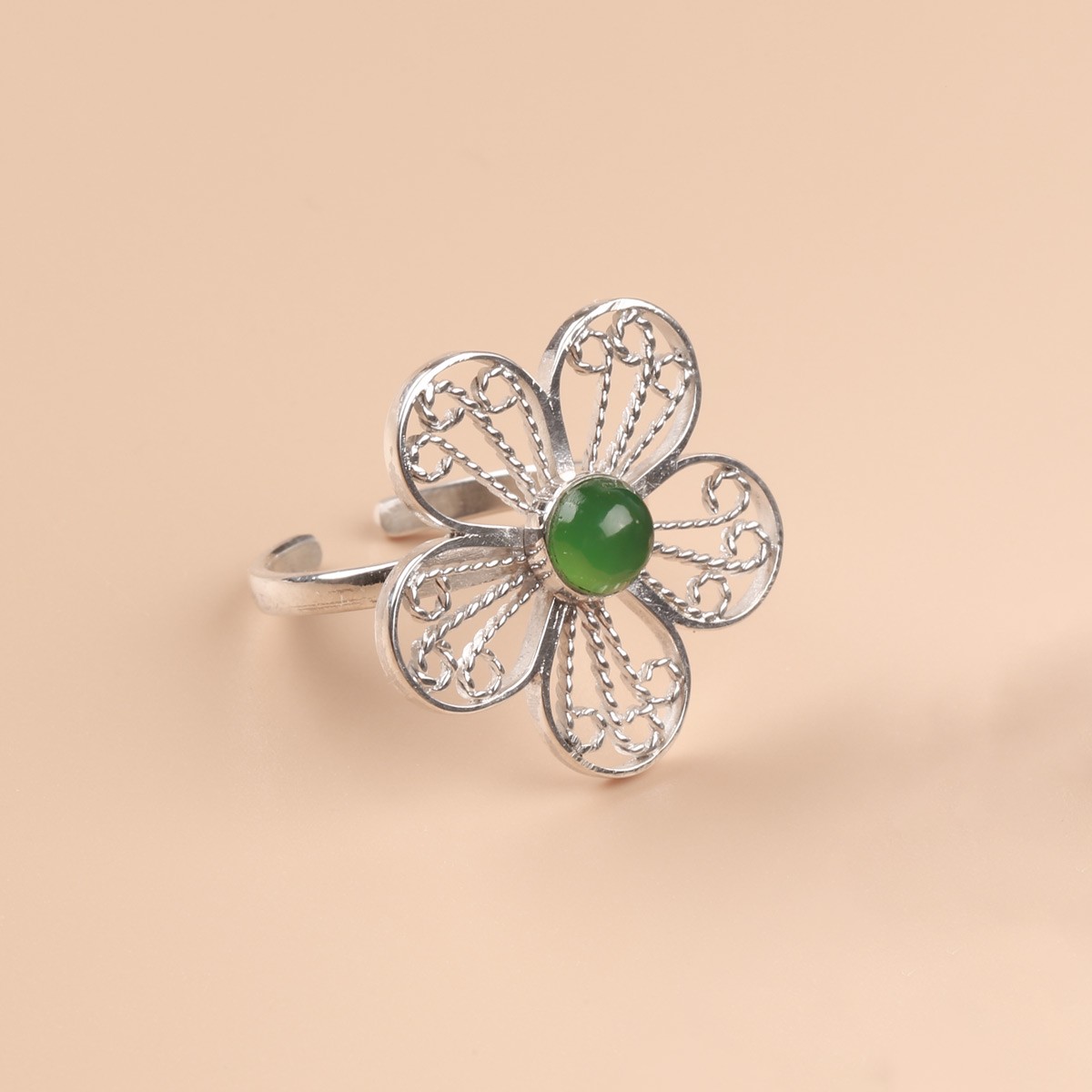 Flower agate ring| Women's Handmade Ring 1