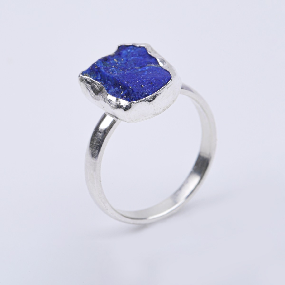 Rough Lapis Jewelry Ring | Straight Silver Ring 1