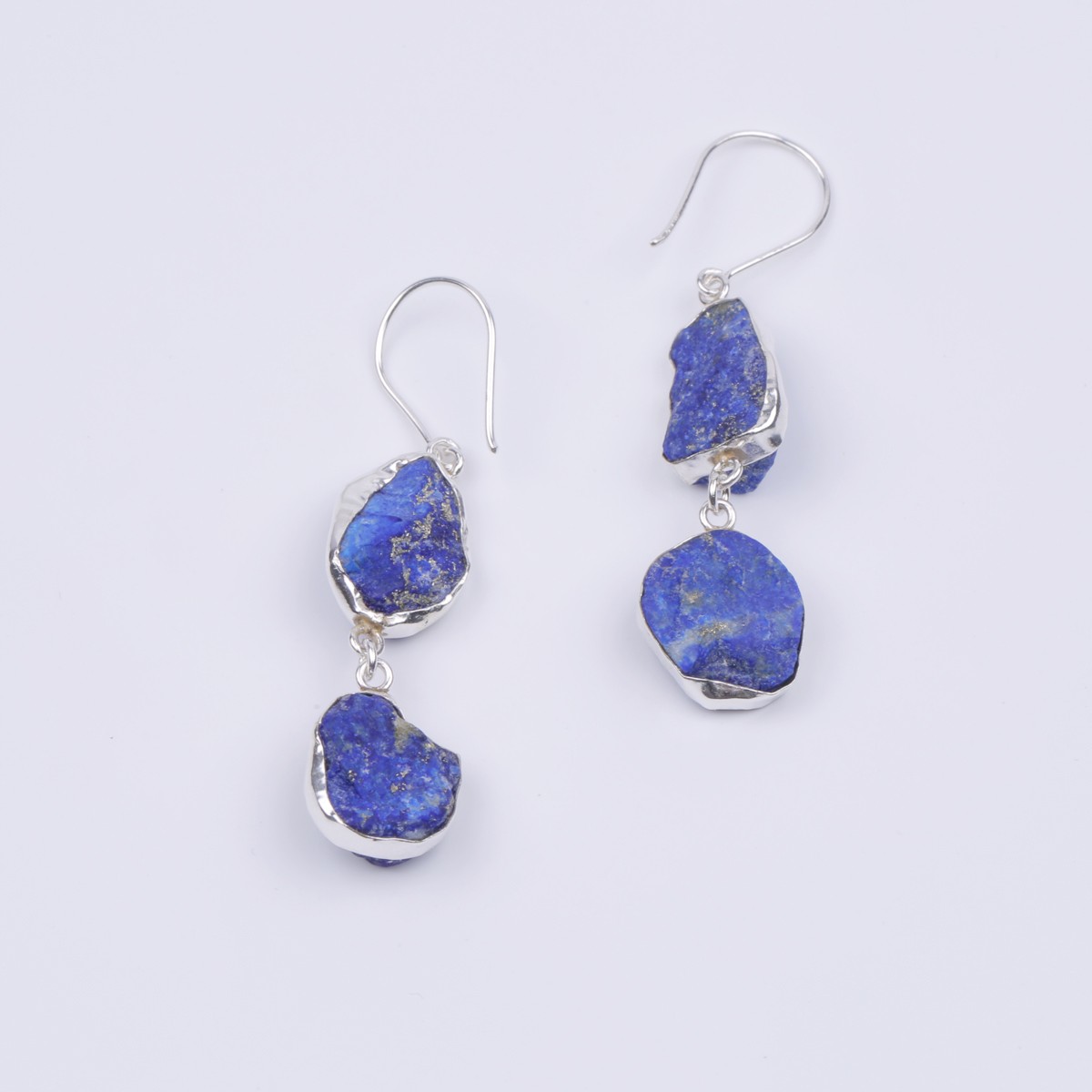 Rough Lapis Earrings | Silver Dangle Earrings 2