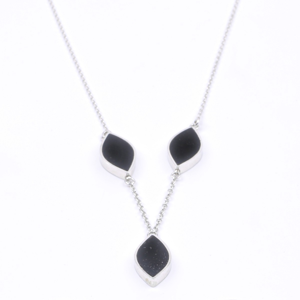 Minimal Agate Jewelry Set | Silver Lariat Necklace, Ring and Studs 2