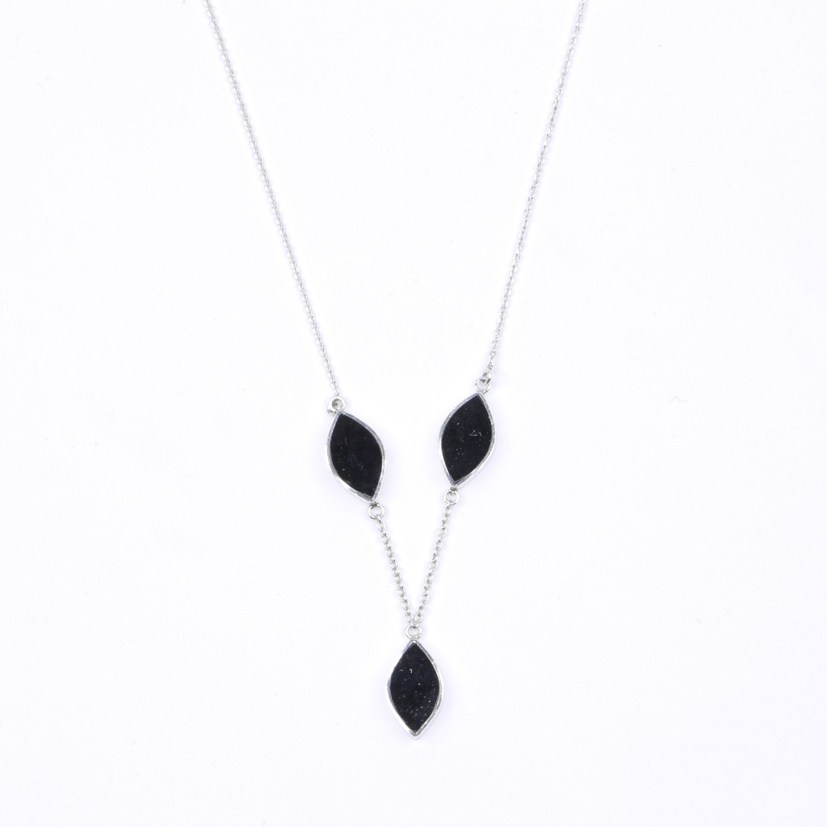 Minimal Agate Jewelry Set | Silver Lariat Necklace, Ring and Studs 3