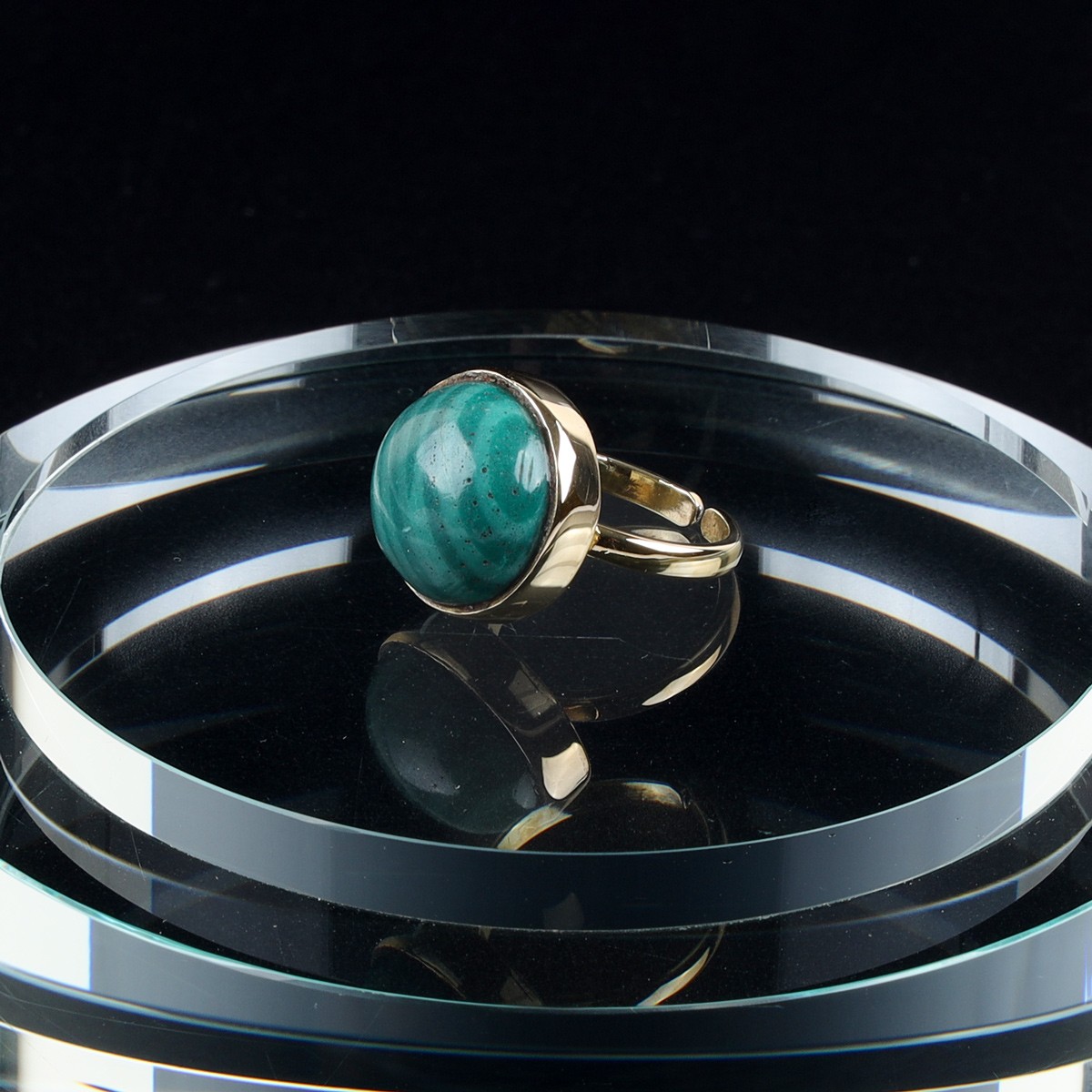 Round Malachite Ring | Straight Silver Ring 1