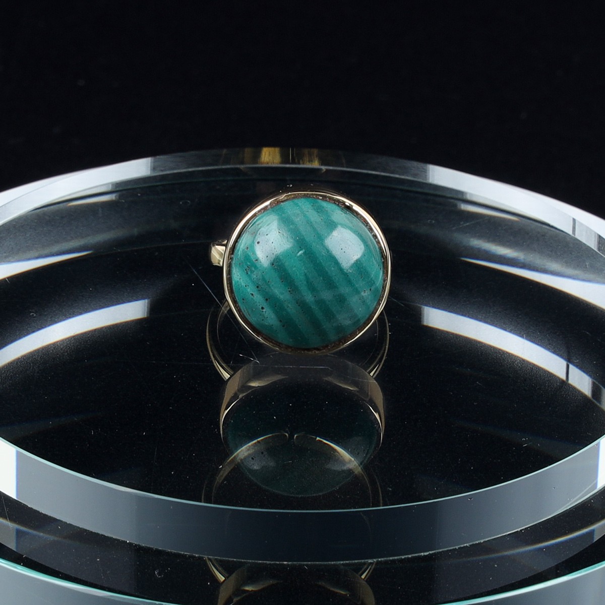 Round Malachite Ring | Straight Silver Ring 2