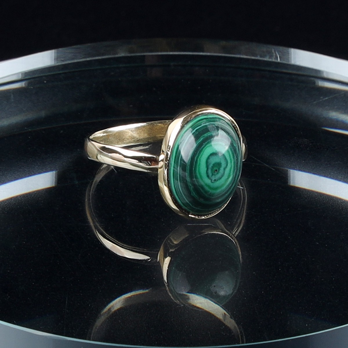 Malachite Round Ring | Sterling Silver Ring  2