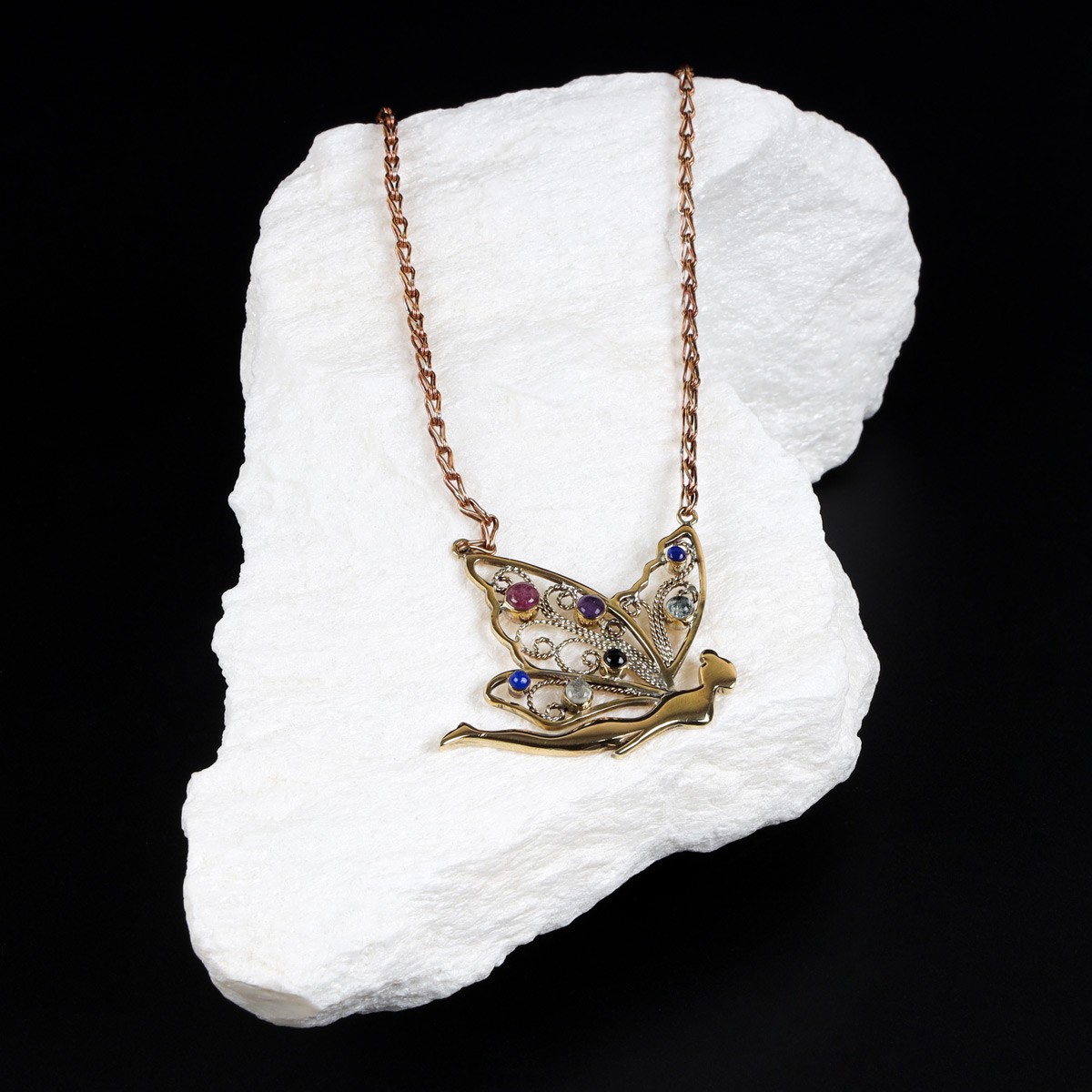 Peridot Ruby & Lapis Faire Necklace 1