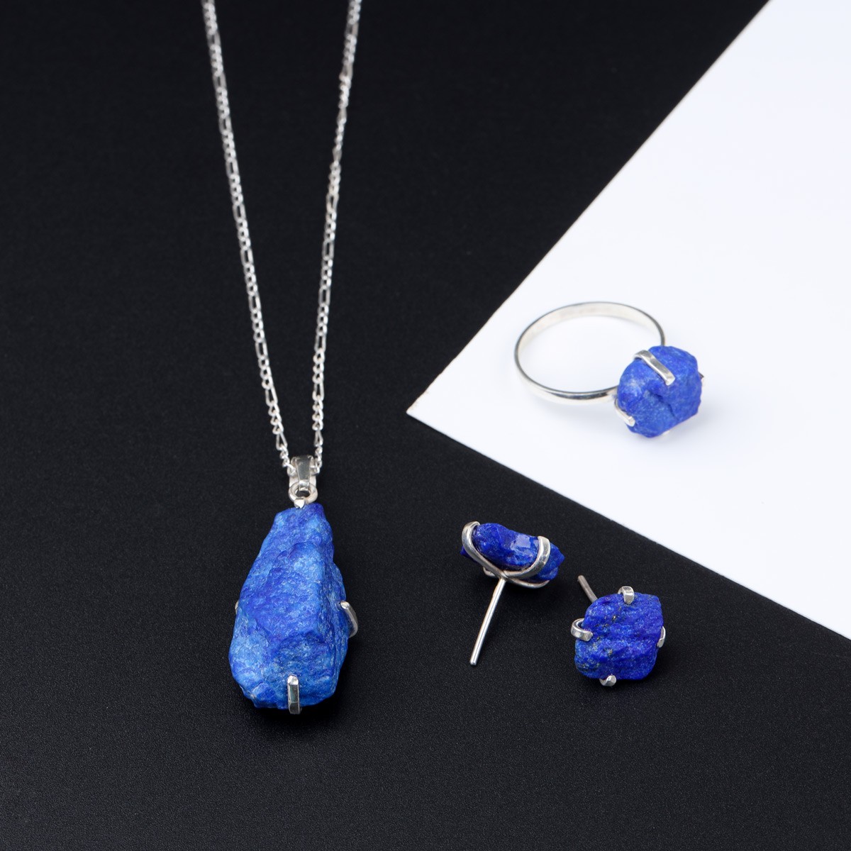 Rough Lapis Jewelry Full Set 1
