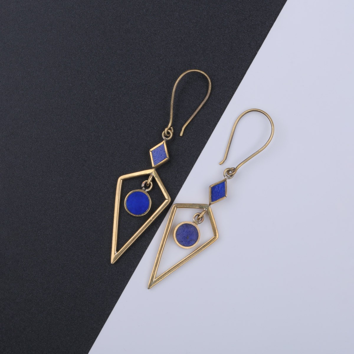 Lapis Brass Earrings | Hook Earrings 3