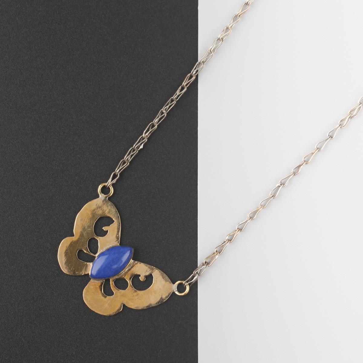 Butterfly Lapis Necklace | Brass Necklace 1