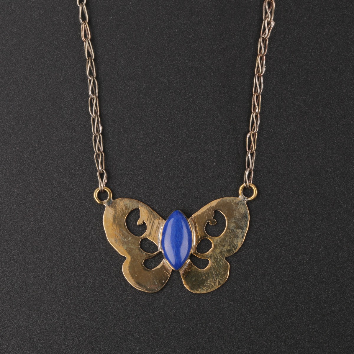 Butterfly Lapis Necklace | Brass Necklace 2