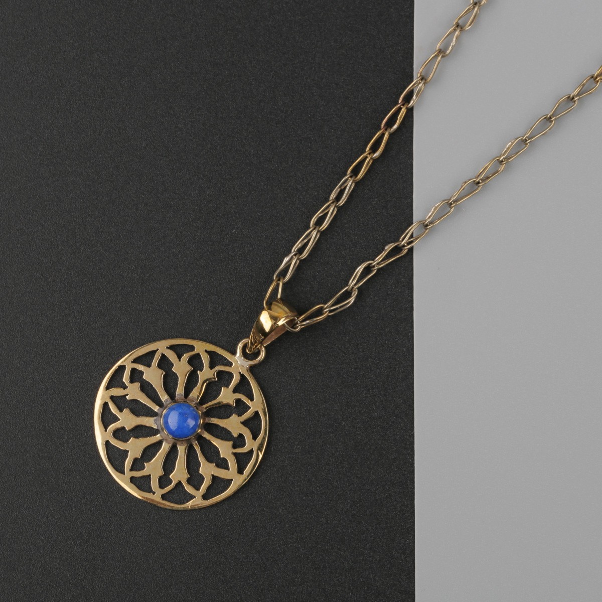 Linning Lapis Stone Necklace | Brass Necklace 1