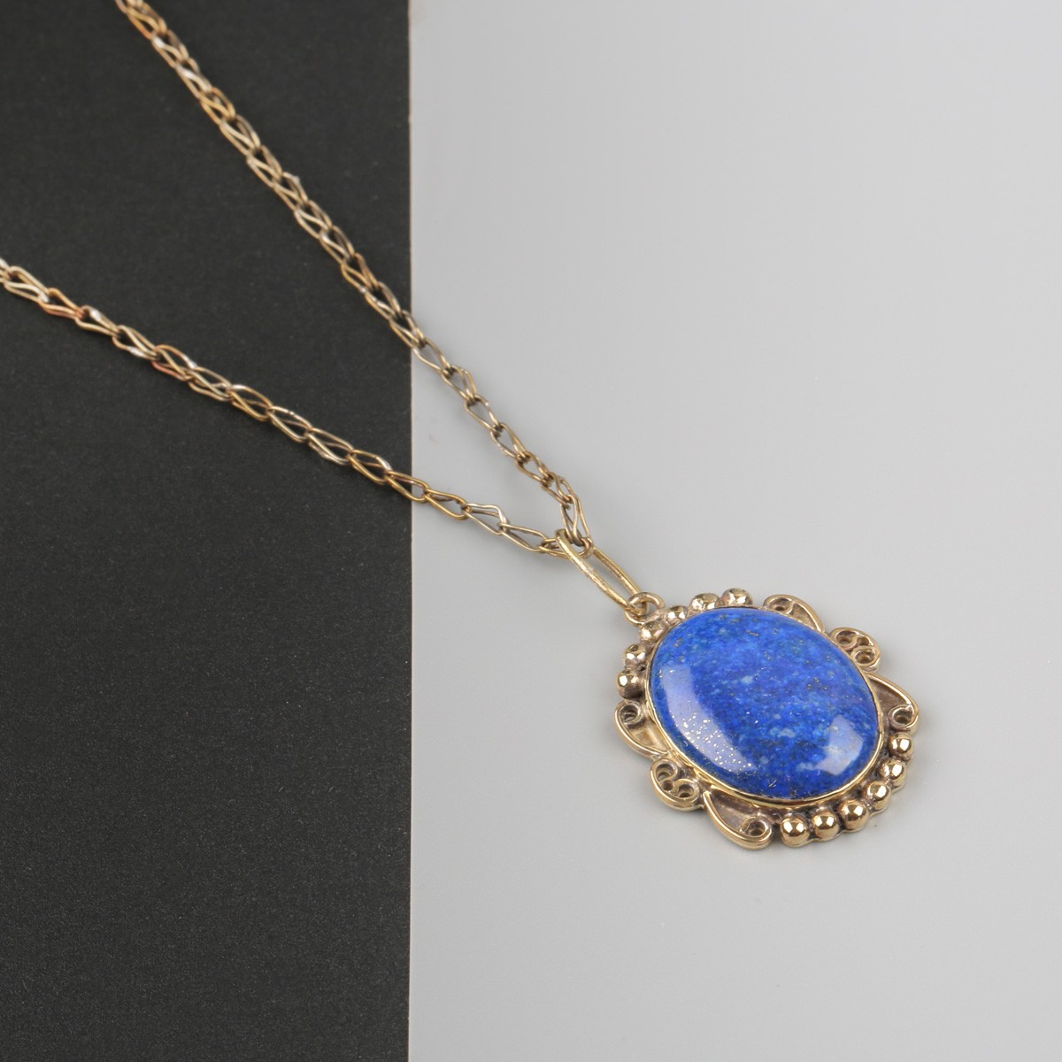 Lapis Brass Necklace | Solitaire Drop Pendant 2