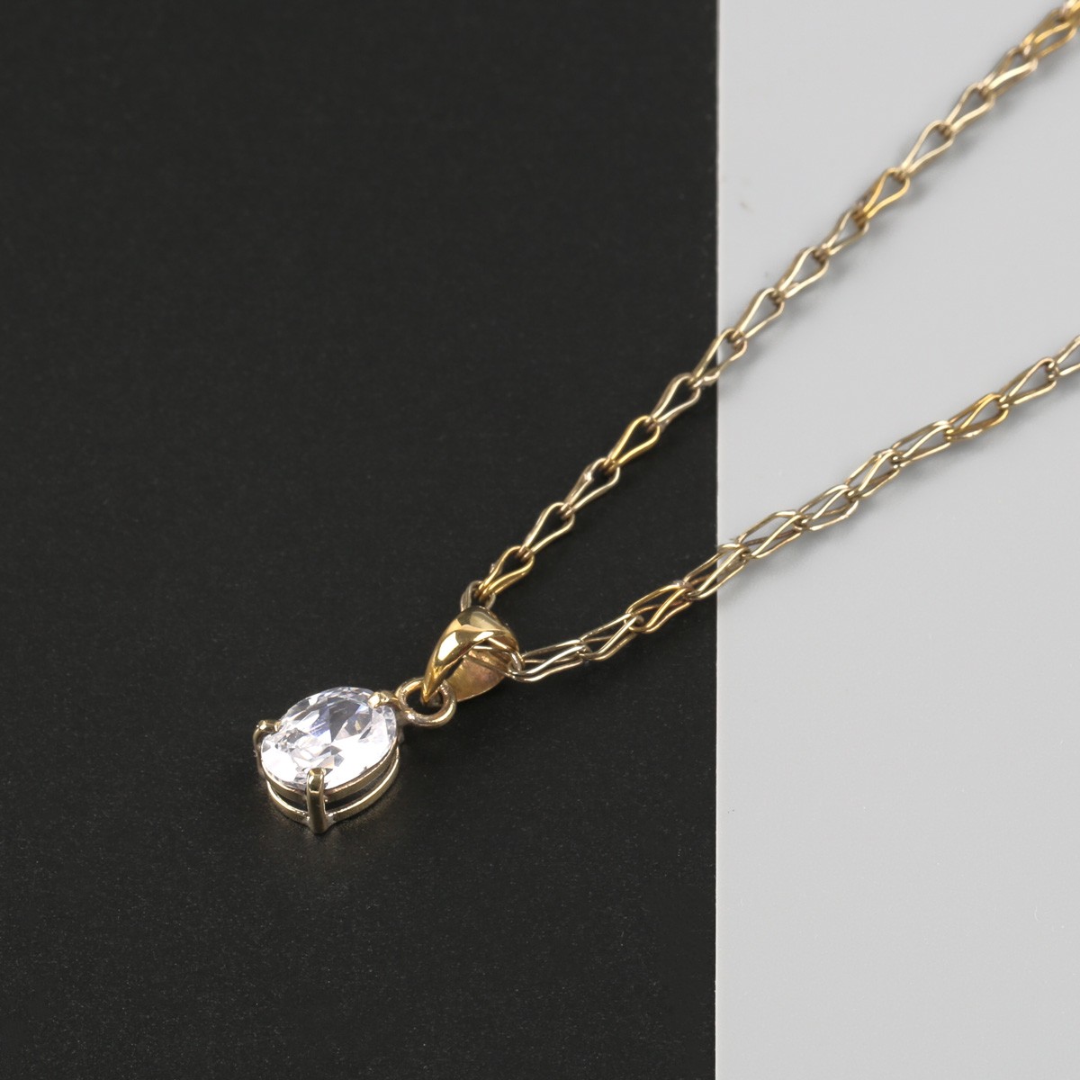 Brass Quartz Pendant | White Stone Chain Pendant 2