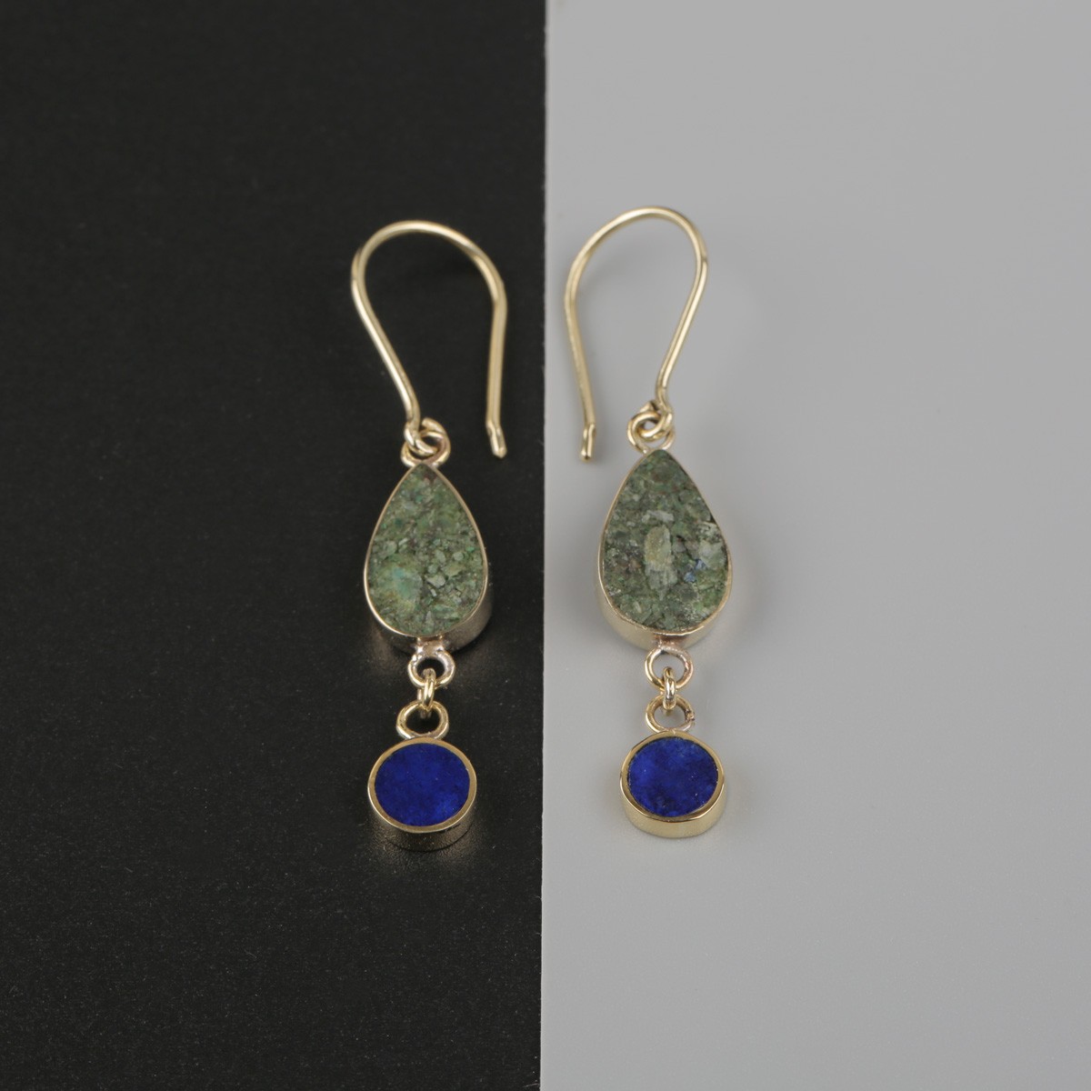 Bamyan Turquoise & Lapis Earrings | Dangle Earrings 3