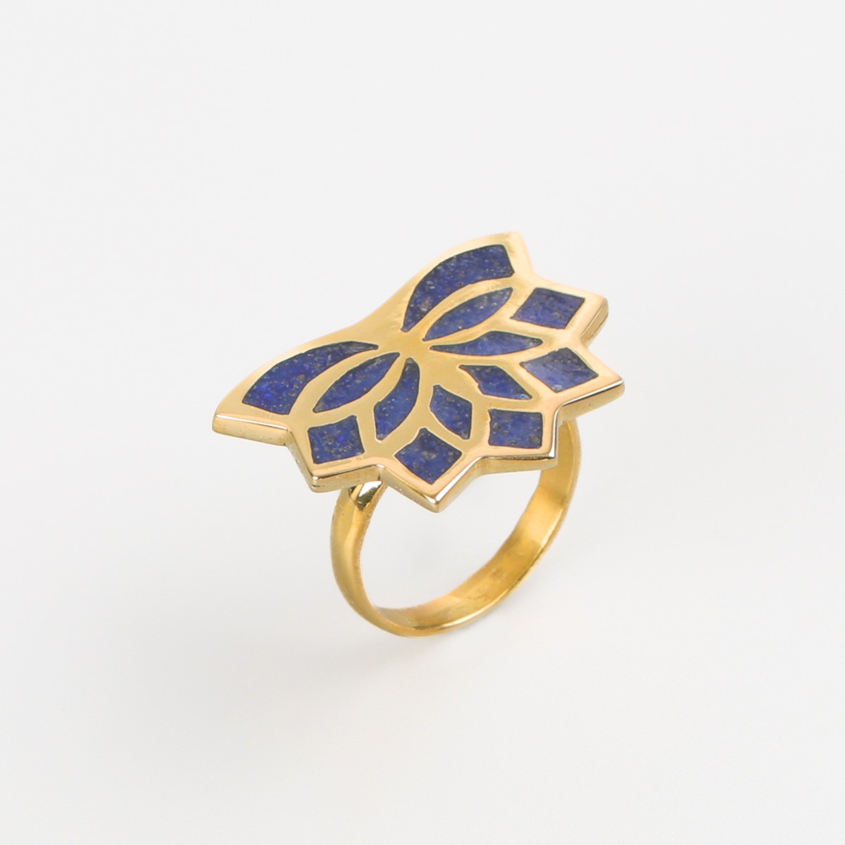 Floral Cut Ring | Lapis Brass Ring 1